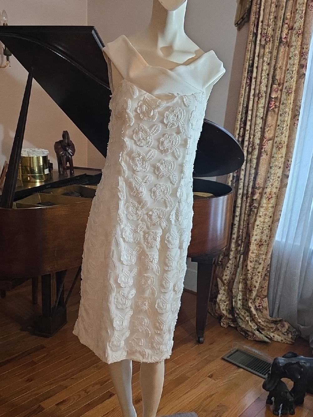 Elegant White Embroidered Midi Dress